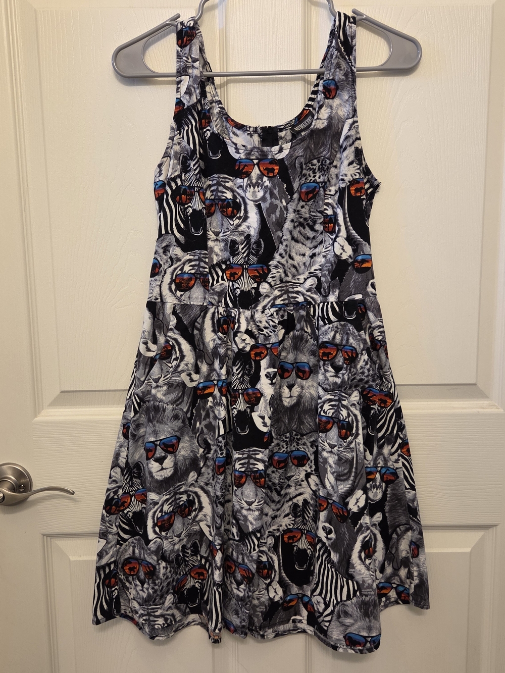 Retrolicious Black & White Animal Print Dress with Sunglasses Accent